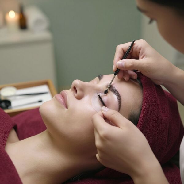 Professional brow and lash treatment at Gilded Dreams Salon