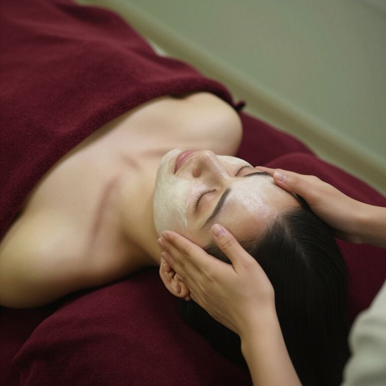 Client receiving professional facial treatment consultation
