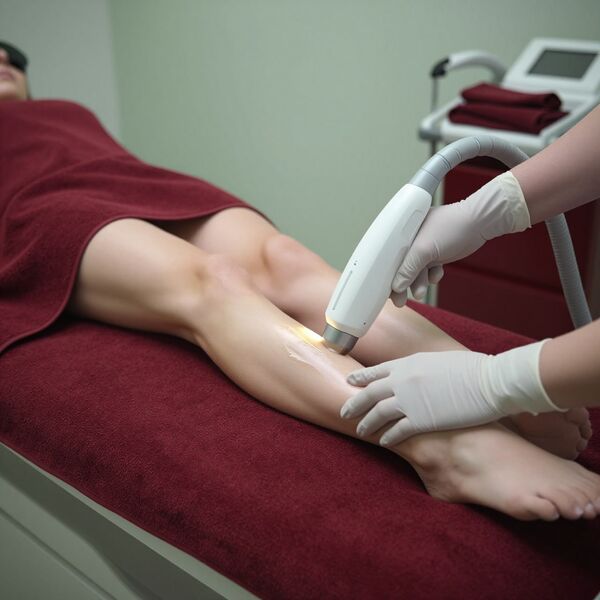 Professional laser hair removal treatment being performed at Gilded Dreams Salon