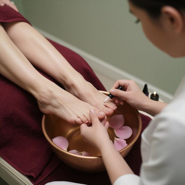 Client receiving luxury manicure consultation