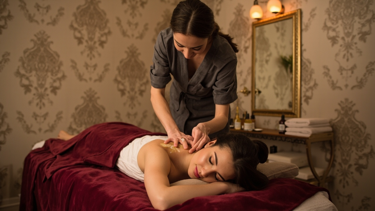 Professional massage therapy treatment at Gilded Dreams Salon