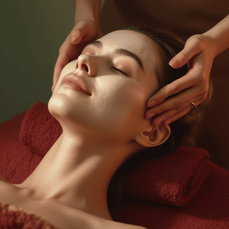 Relaxing facial massage for skincare rejuvenation